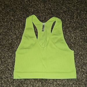 Zenana Sz LG/Xlg Ribbed Neon YELLOW Ribbed Bralette.